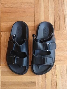 Zara Kids Black Double-Strap Slide Sandals